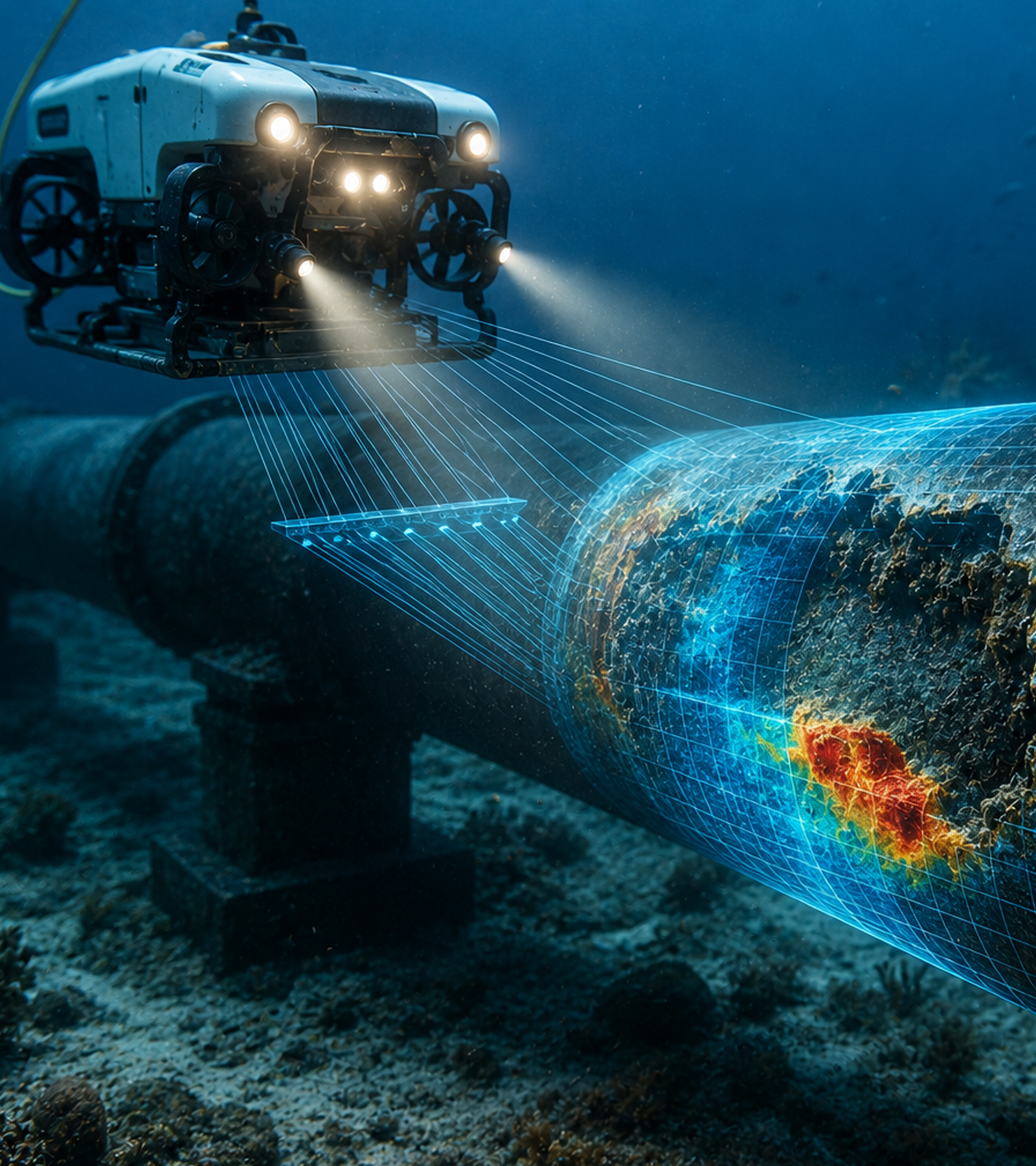 Work-class ROV undergoing pre-dive check on deck