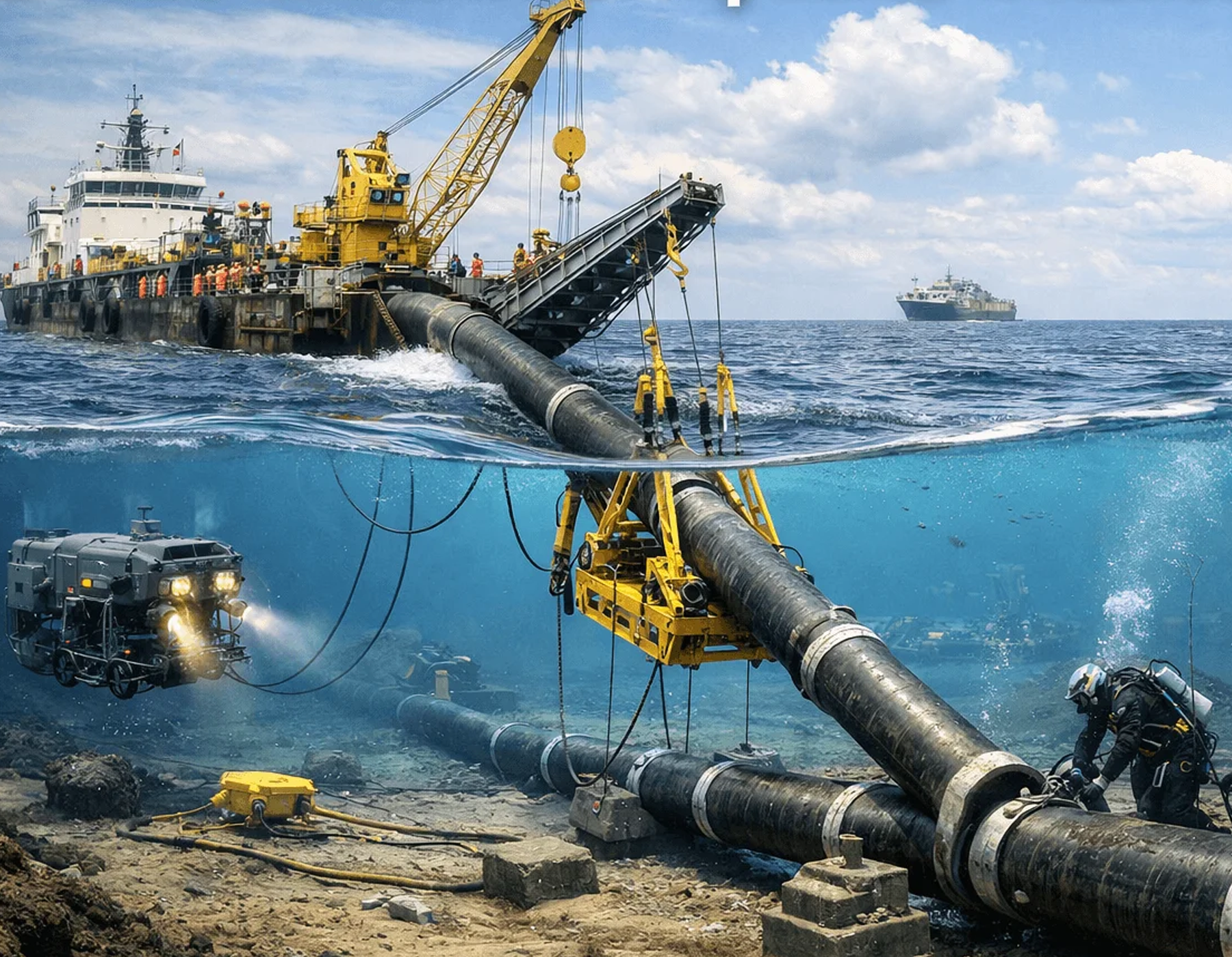 Illustrative rendering of a work-class ROV used for subsea pipeline inspection